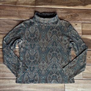 70s Vintage• Paisley Turtleneck Sweater